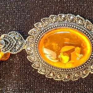 Simulated Amber necklace, bracelet and earrings